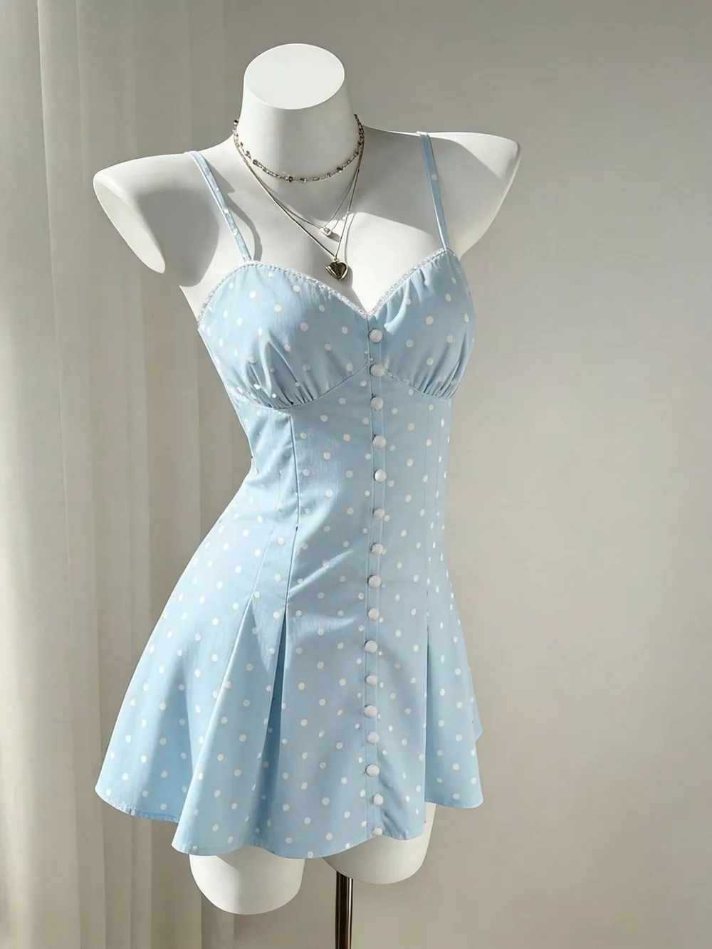 Polka Dot Spaghetti Strap Mini Dress, image 3