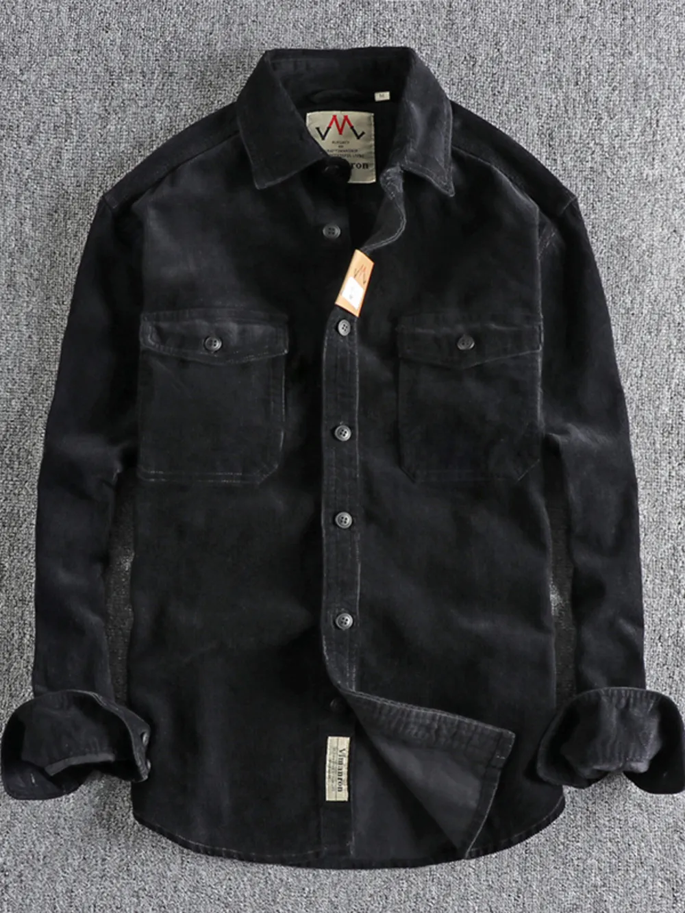 Men's Plus Size Corduroy Long Sleeve Button Up Shirt
