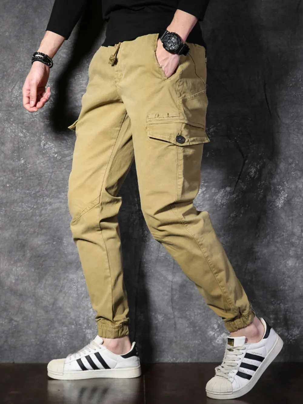 Men's Cargo Pants with Drawstring, image 2