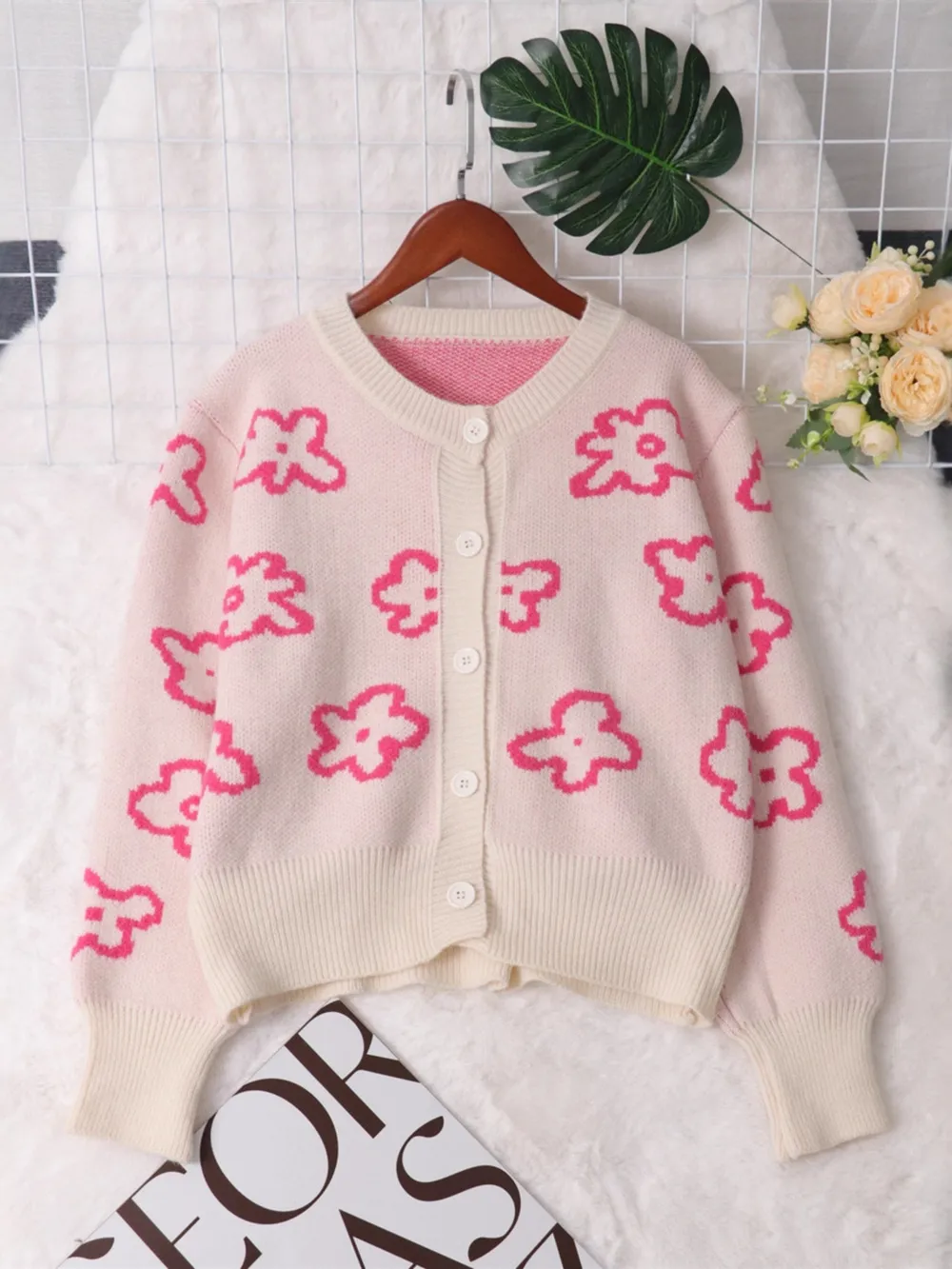 Floral Pattern Button-Up Cardigan, image 8