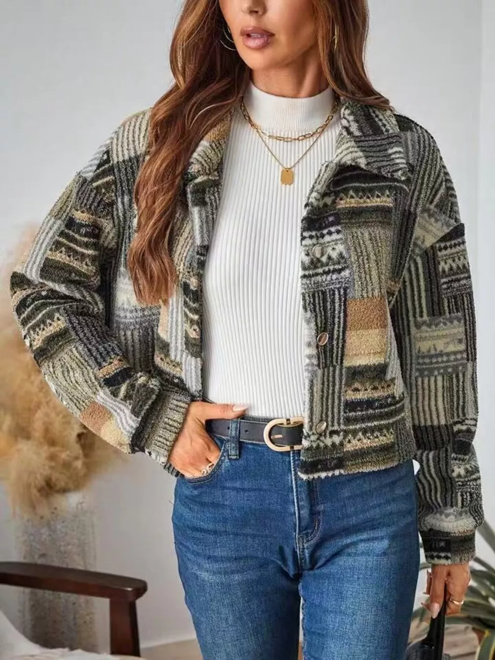 Button-Up Dropped Shoulder Jacket, image 3