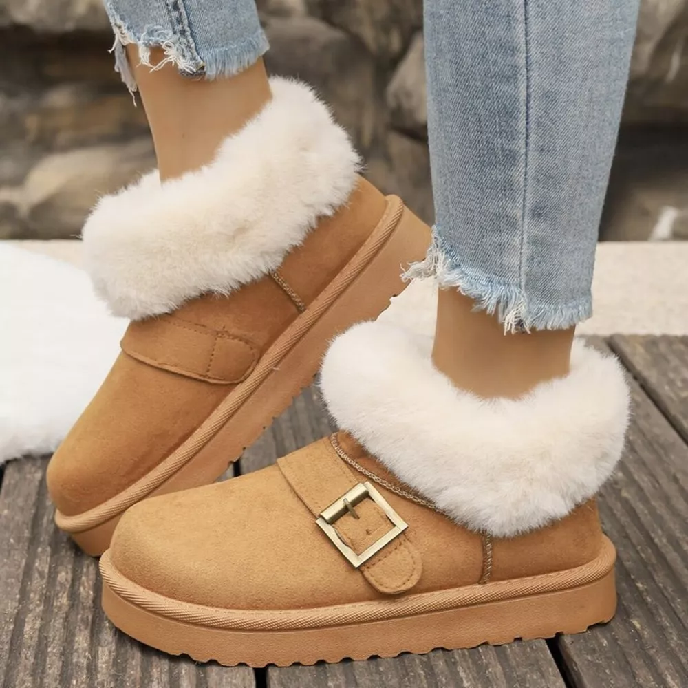 Fuzzy Trim Buckle Accent Winter Boots, image 13