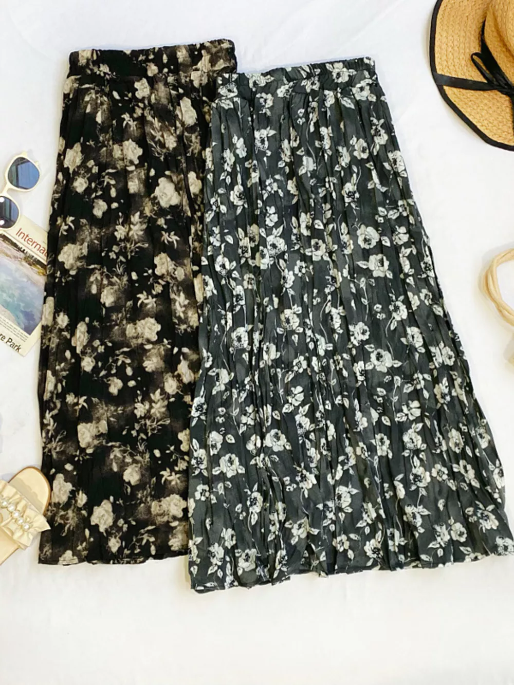 Floral Print Elastic Waist Midi Skirt, image 6