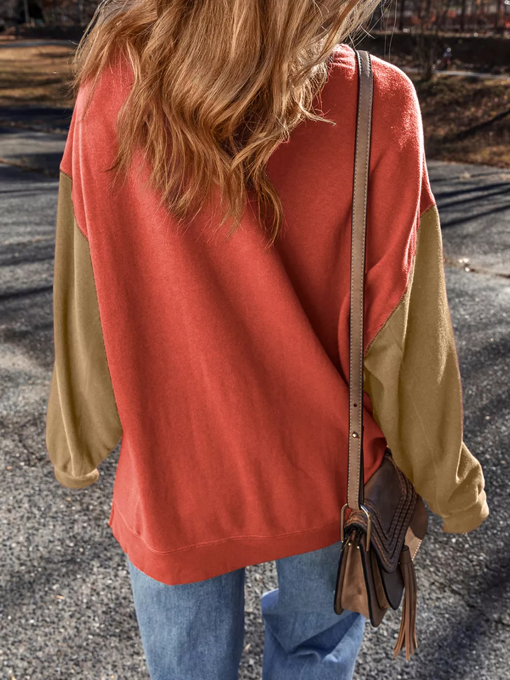 Halloween Glitter Ghost Patched Pattern Color Block Sweatshirt, image 8