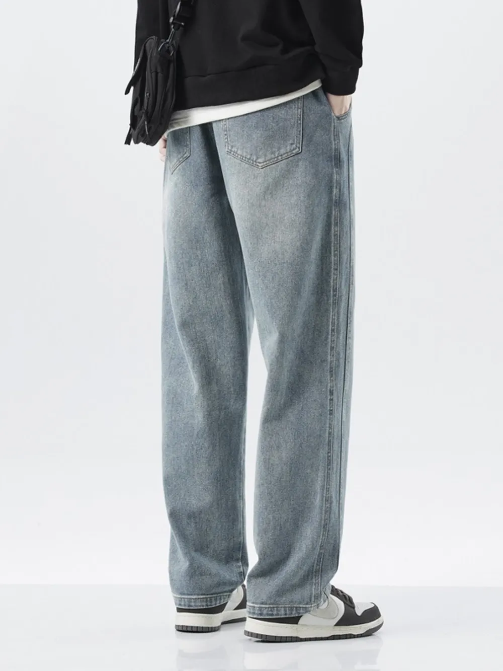 Men's Full Size Washed Loose Fit Wide Leg Jeans Plus Size, image 4