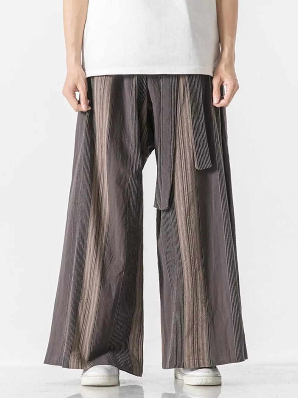 Men's Plus Size Striped Wide Leg Casual Pants, image 2