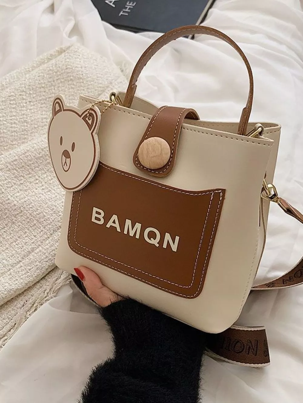 Bear Charm Bucket Crossbody Bag, image 2