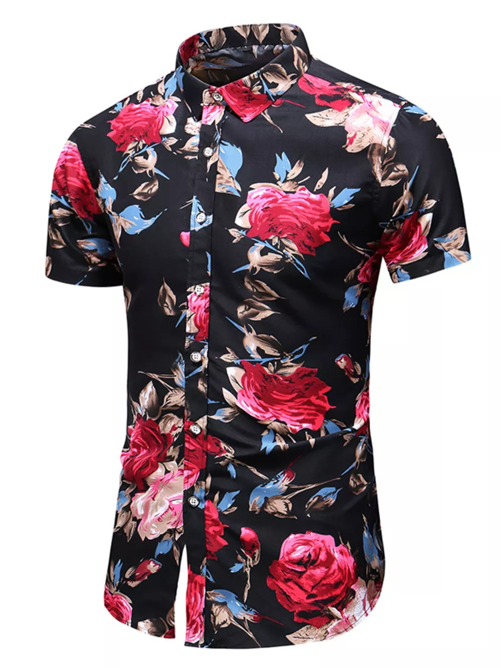 Men's Plus Size Floral Print Short Sleeve Casual Shirt, image 3