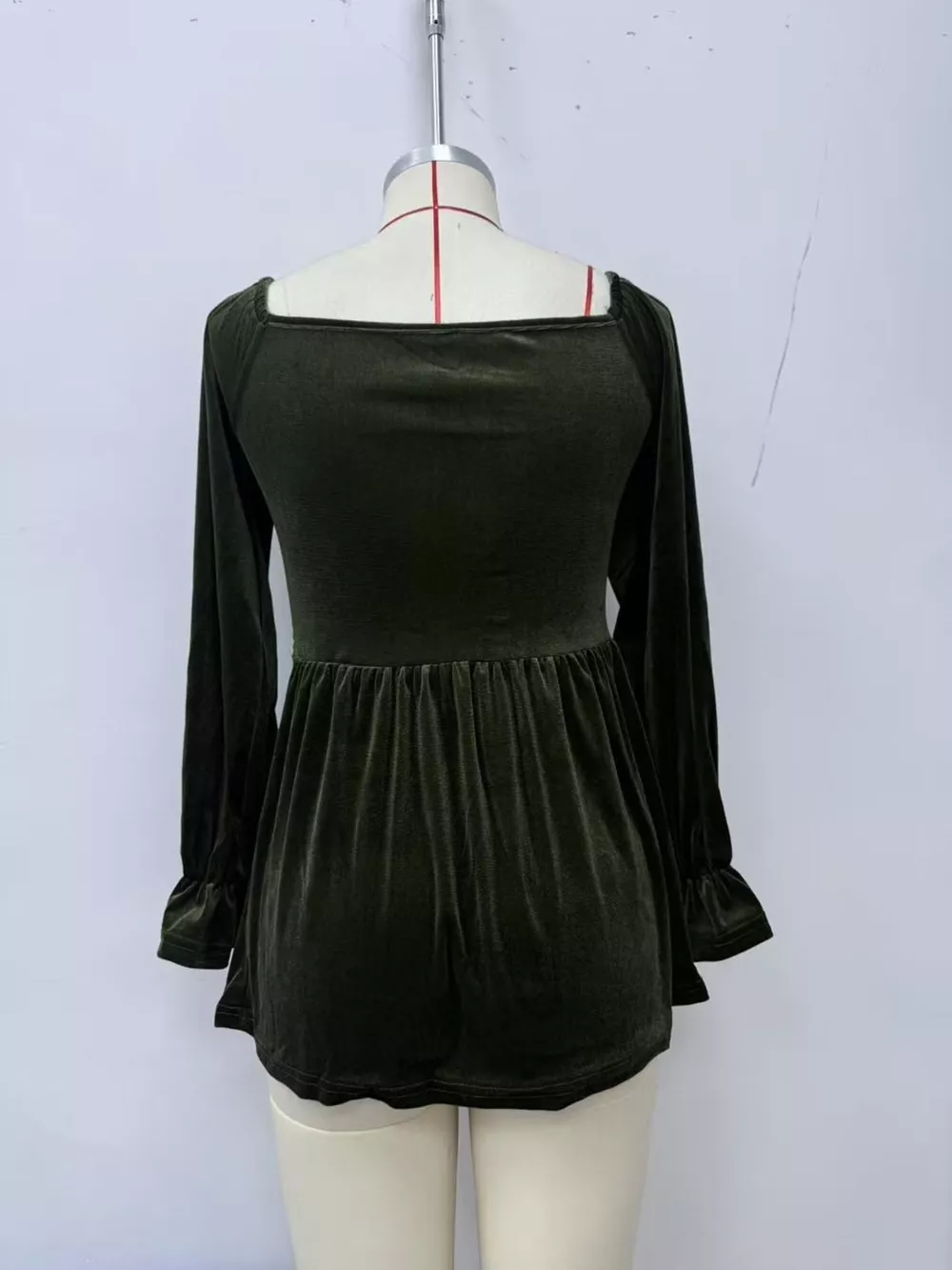 Velvet Smocked Peplum Blouse, image 4