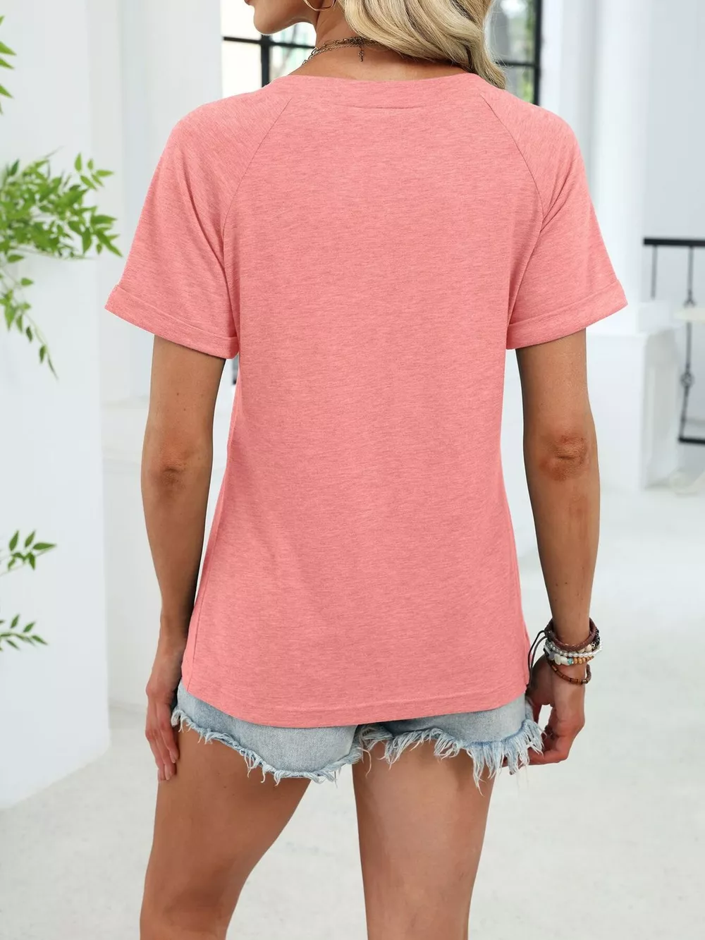 Casual V-Neck Short Sleeve T-Shirt, image 25