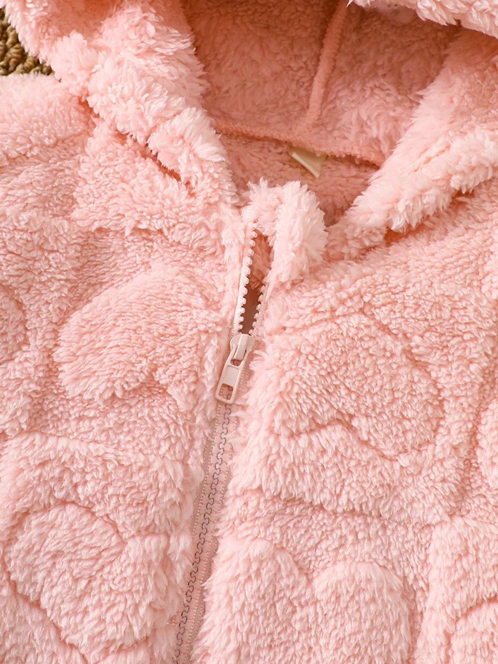 Children's Heart Pattern Fuzzy Hooded Outerwear, image 7
