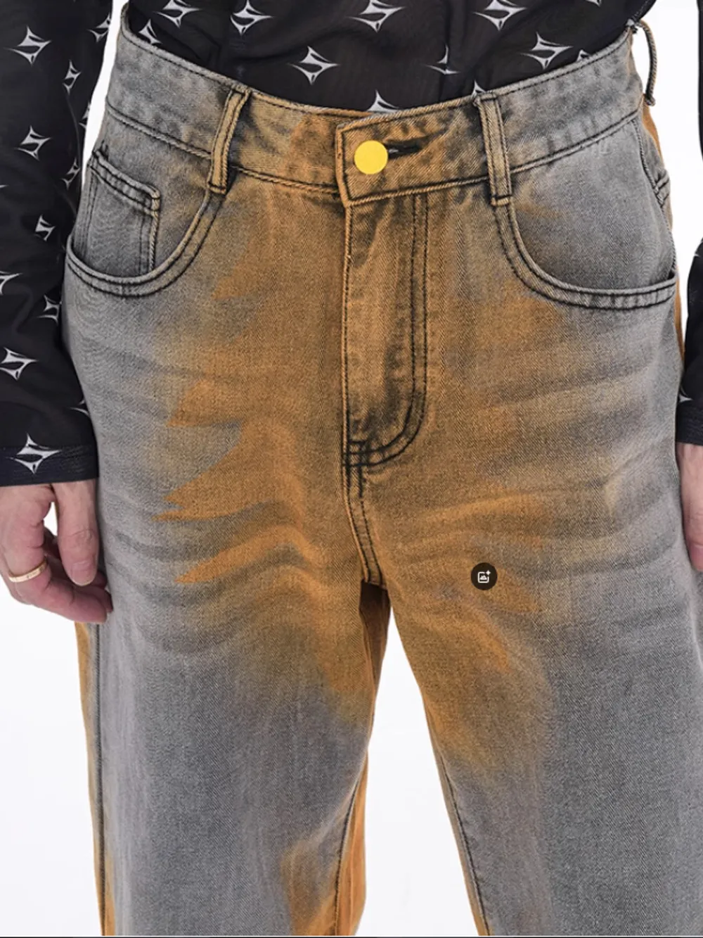 Men's Plus Size Contrast Wide Leg Flare Jeans, image 6