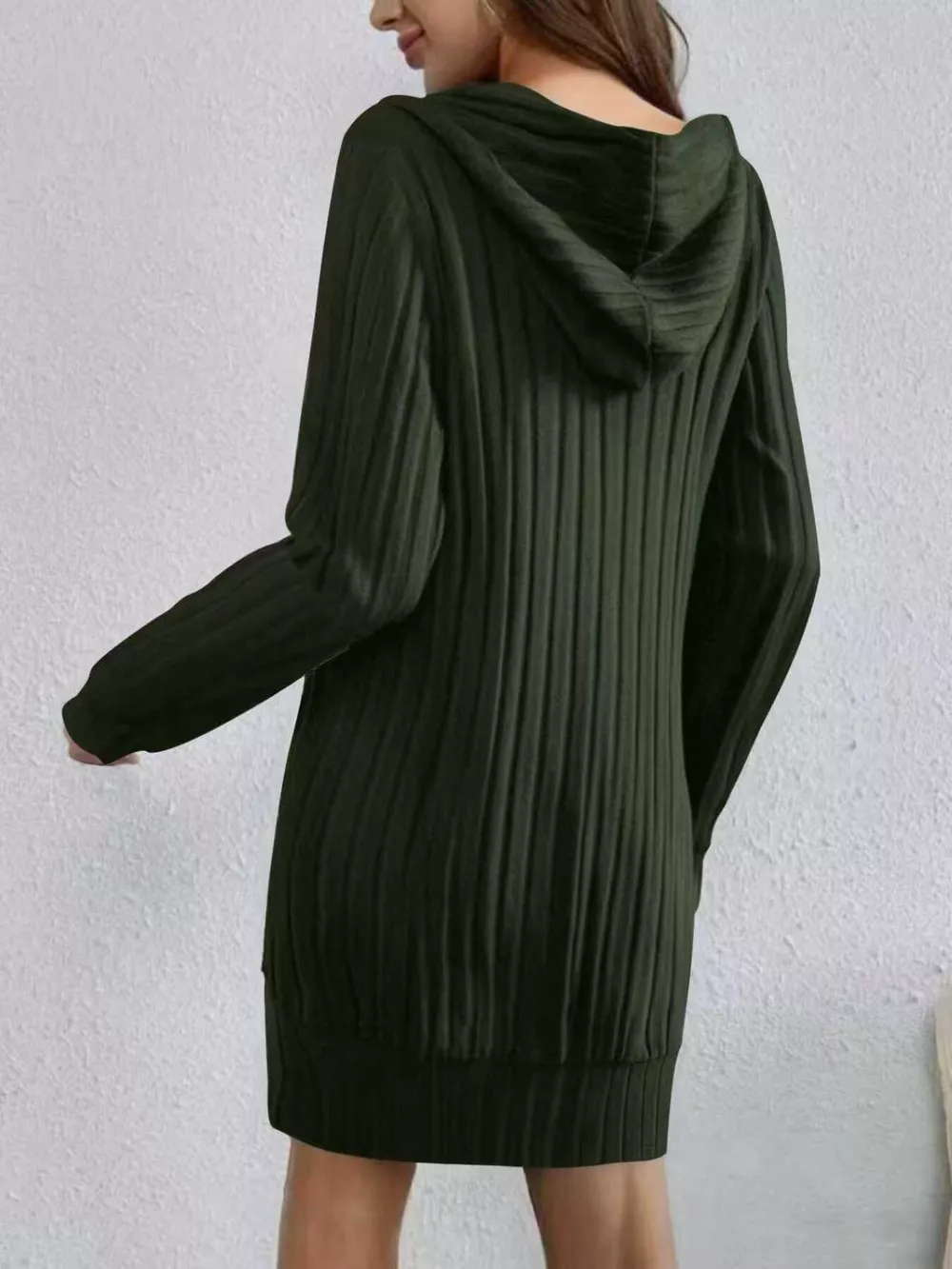 Ribbed Knit Hoodie Dress, image 2