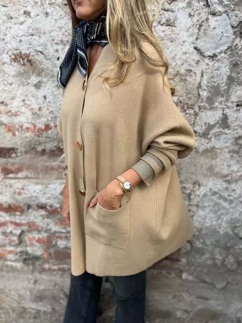 Full Size Button-Down Long Sleeve Cardigan Plus Size, image 3