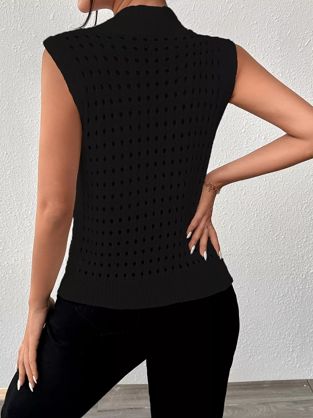 Hollow Out Round Neck Knit Tank, image 29