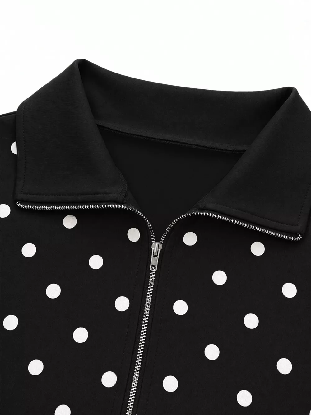 Polka Dot Half Zip Cropped Sweatshirt, image 16