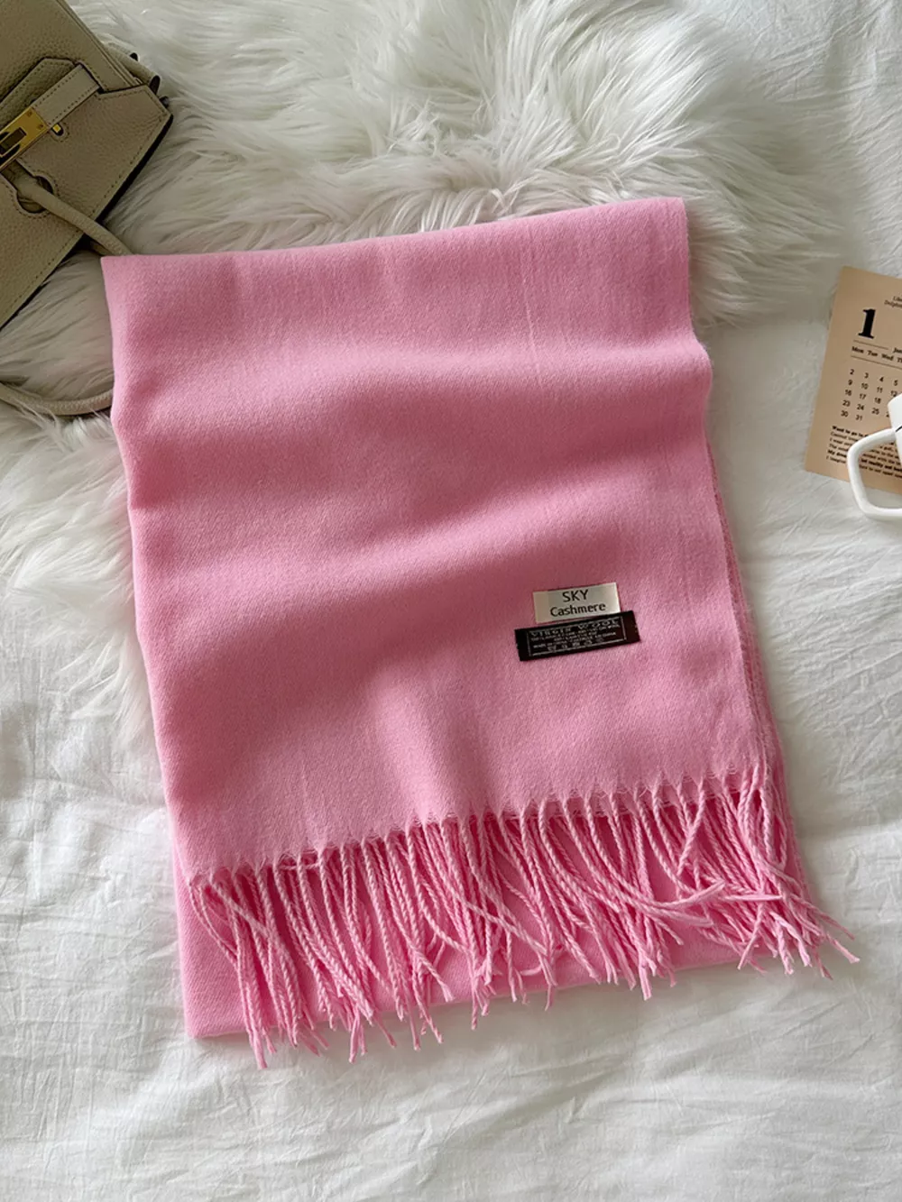 Fringe Solid Color Scarf, image 3