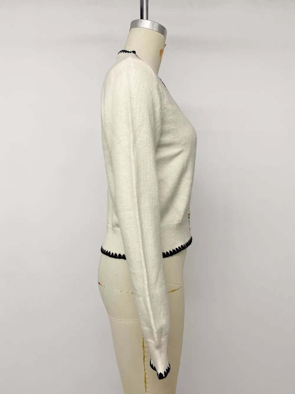 Contrast Trim V-Neck Button-Down Cardigan, image 8