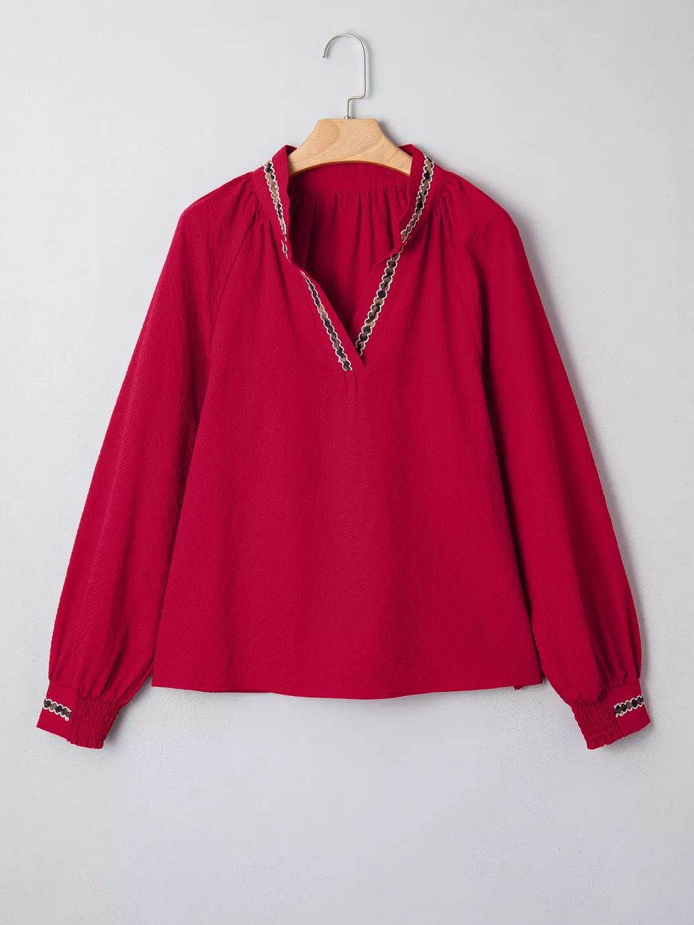 Leopard Notched Long Sleeve Blouse, image 8