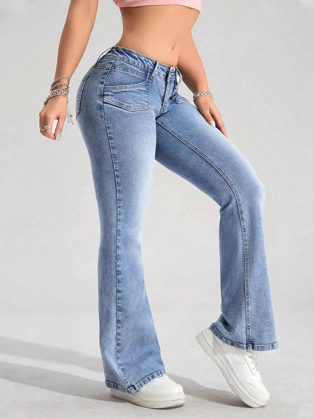 Washed Flare Leg Jeans, image 2