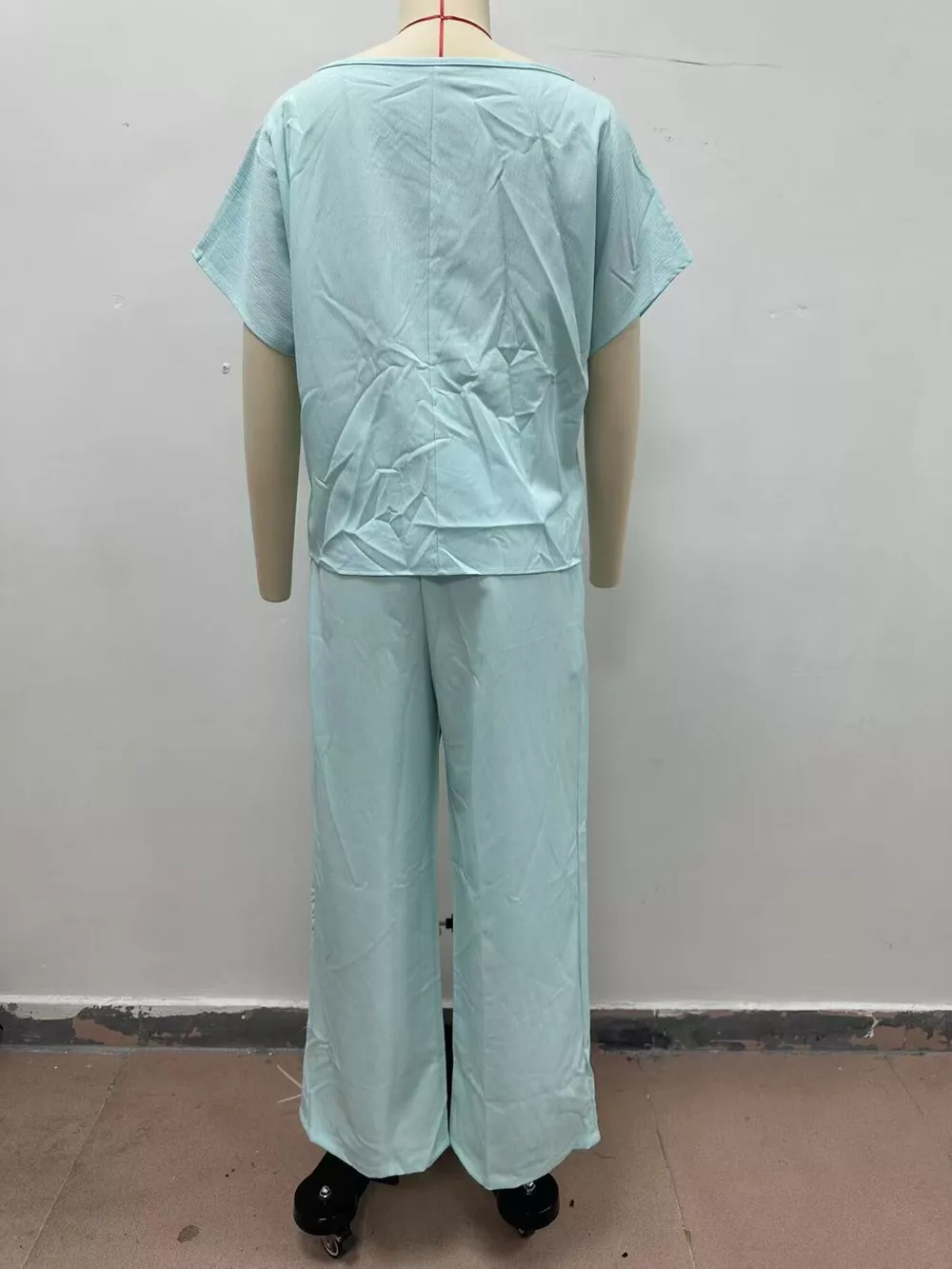 Full Size Solid Color Top and Wide-Leg Pants Set Plus Size, image 8