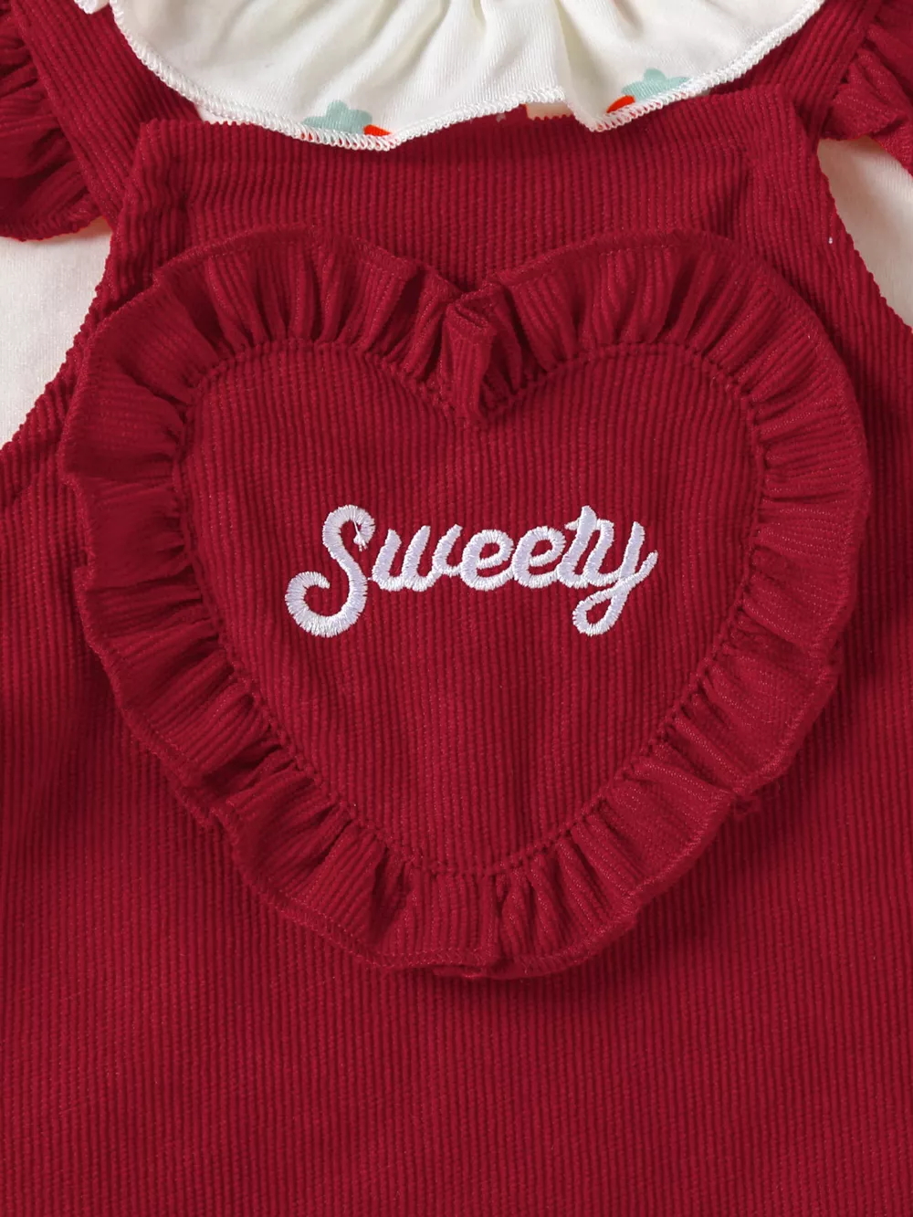 Children's Ruffled Bodysuit and Heart Decor Dress Set with Headband, image 4