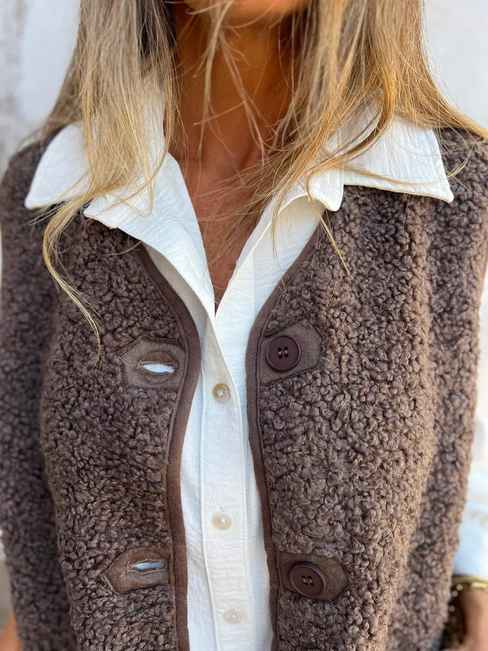 Full Size Cozy Sherpa Fleece Button-Up Vest Coat with Pockets Plus Size, image 3