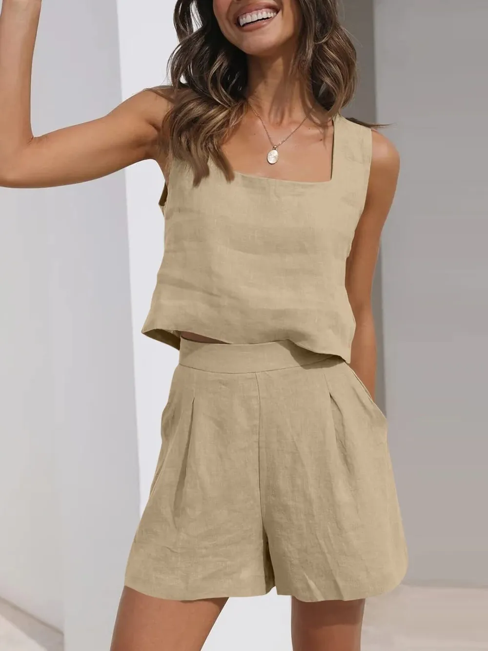 Square Neck Tank and Shorts Set, image 23
