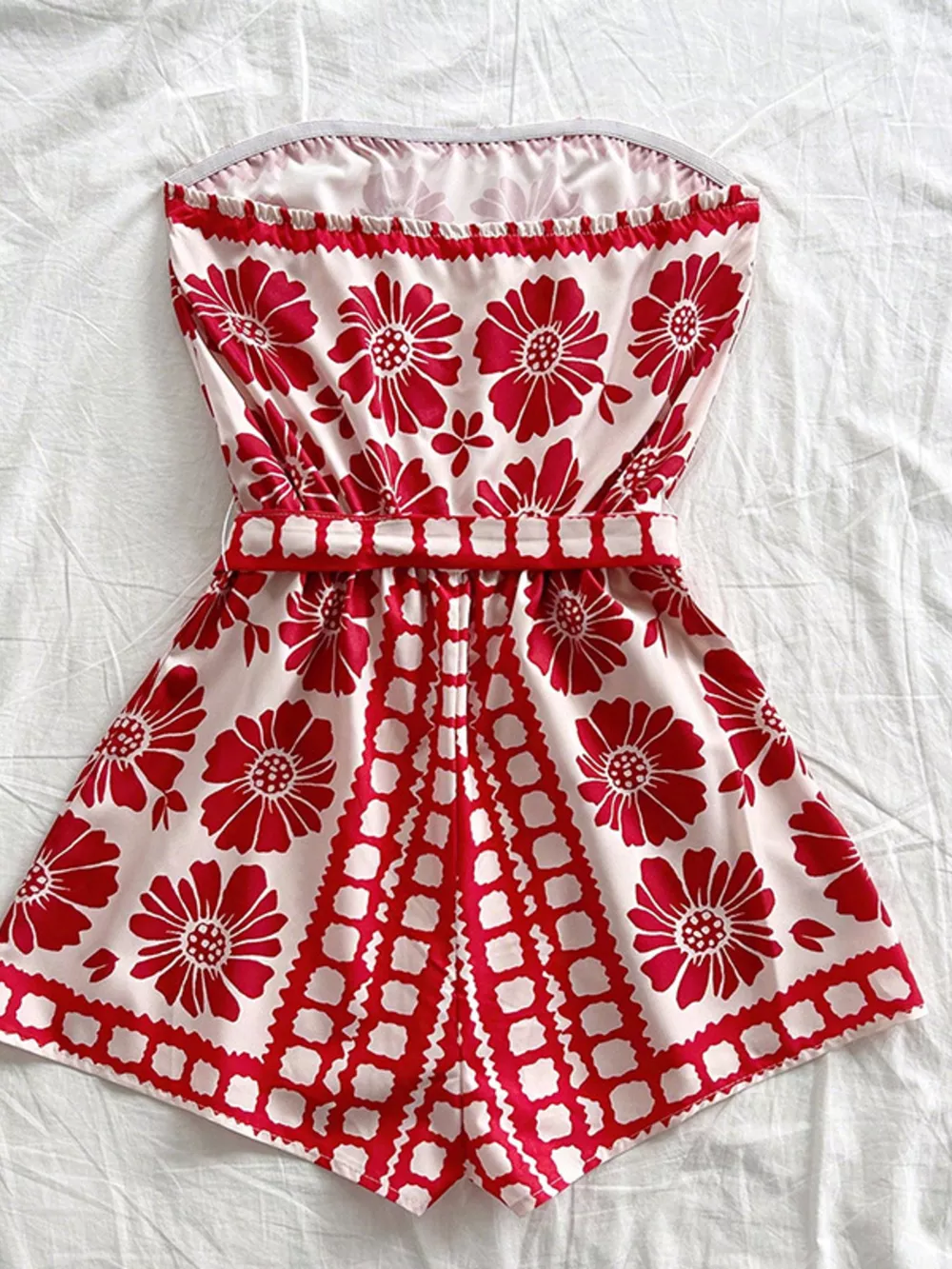 Strapless Tie Waist Romper, image 11