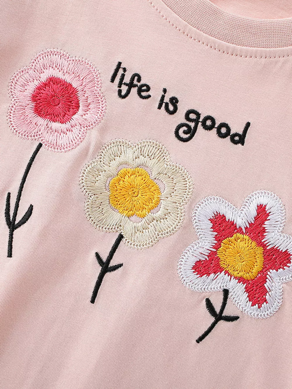 Children's Embroidered Flower Ruffle Sleeve T-Shirt, image 3