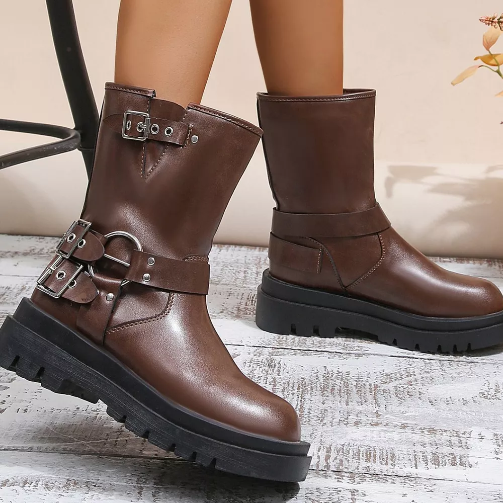 Round Toe Block Heels Boots, image 10