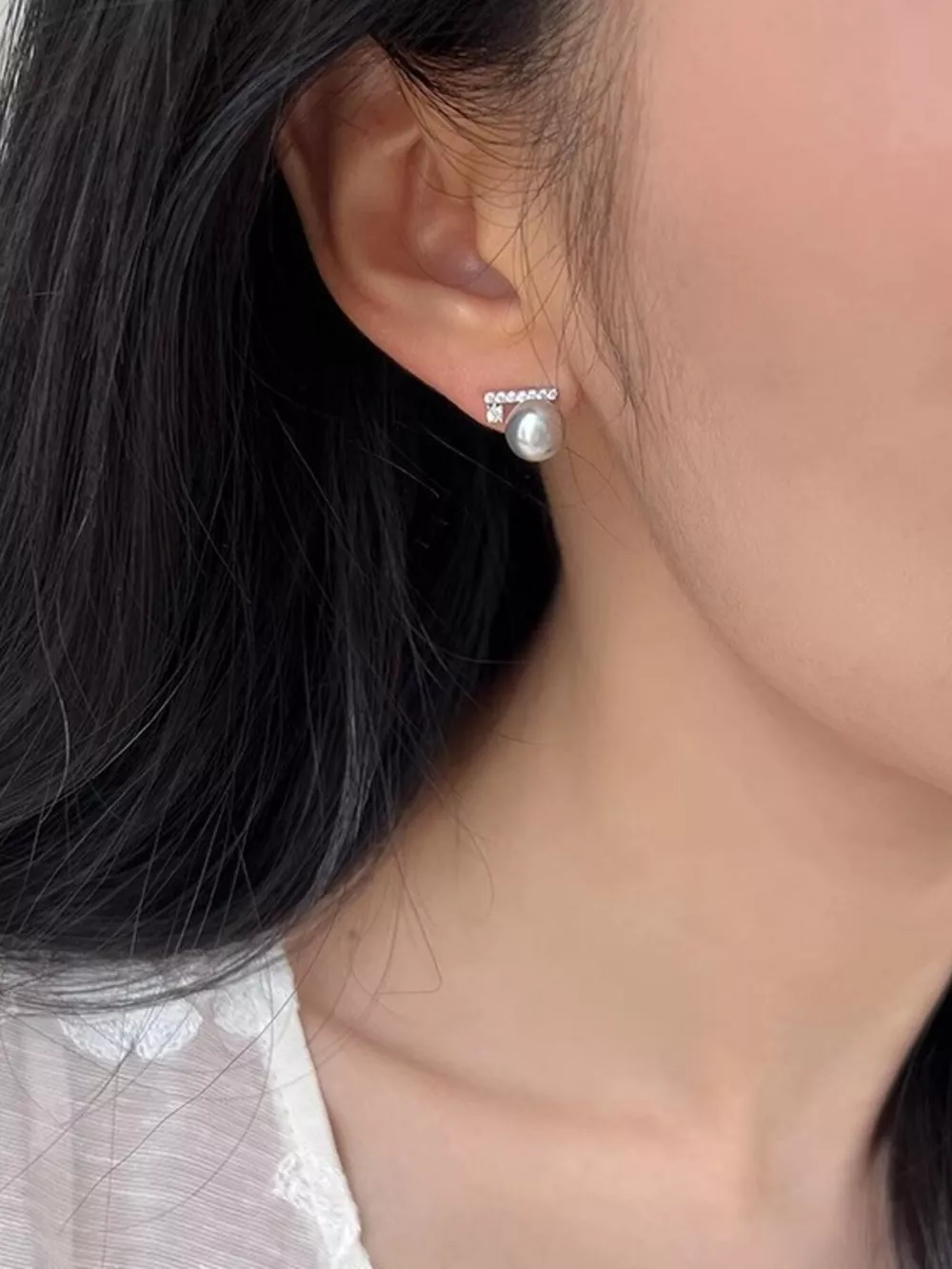 Zircon Pearl Stud Earrings, image 4