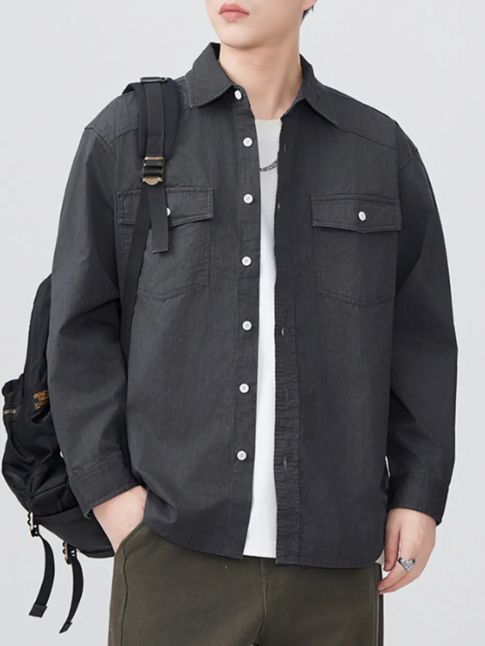Men's Plus Size Button Up Long Sleeve Shirt, image 2