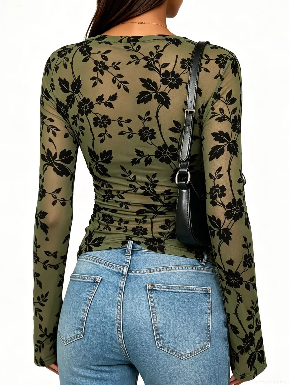 Slim Fit Floral Print Long Sleeve Top, image 15