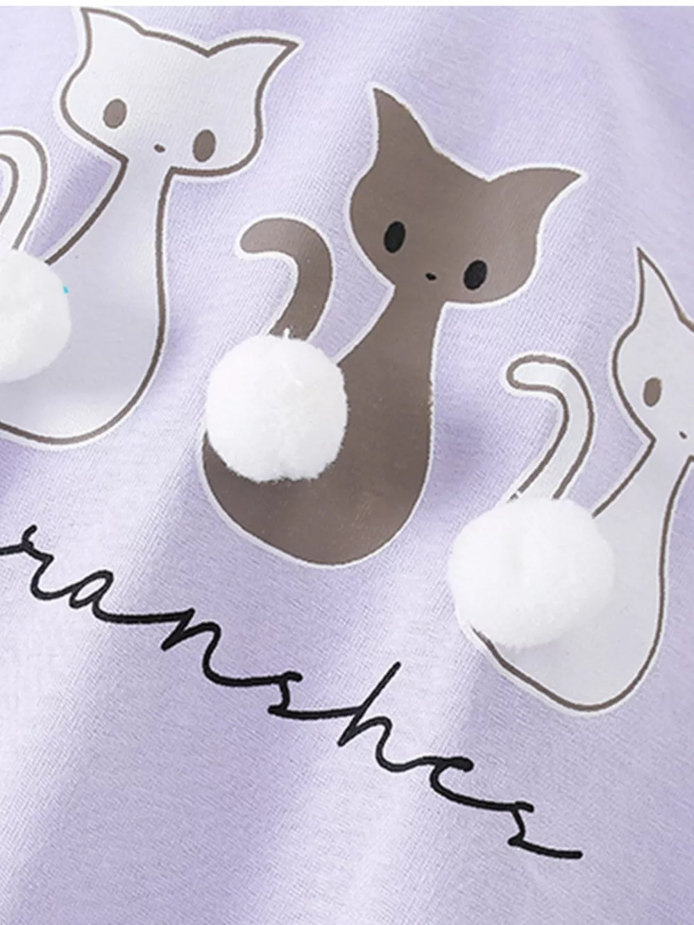 Children's Cats Round Neck Ruffle Hem T-Shirt, image 4