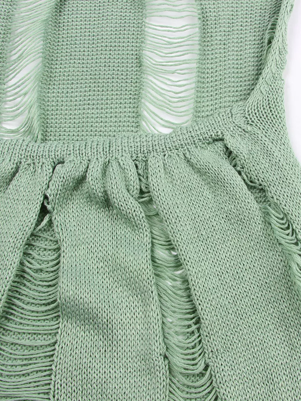 Backless Distressed Long Sleeve Knit Cover Up, image 5