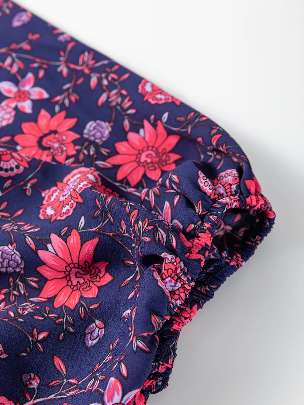 Floral Half Sleeve Split Neck Blouse Top, image 9