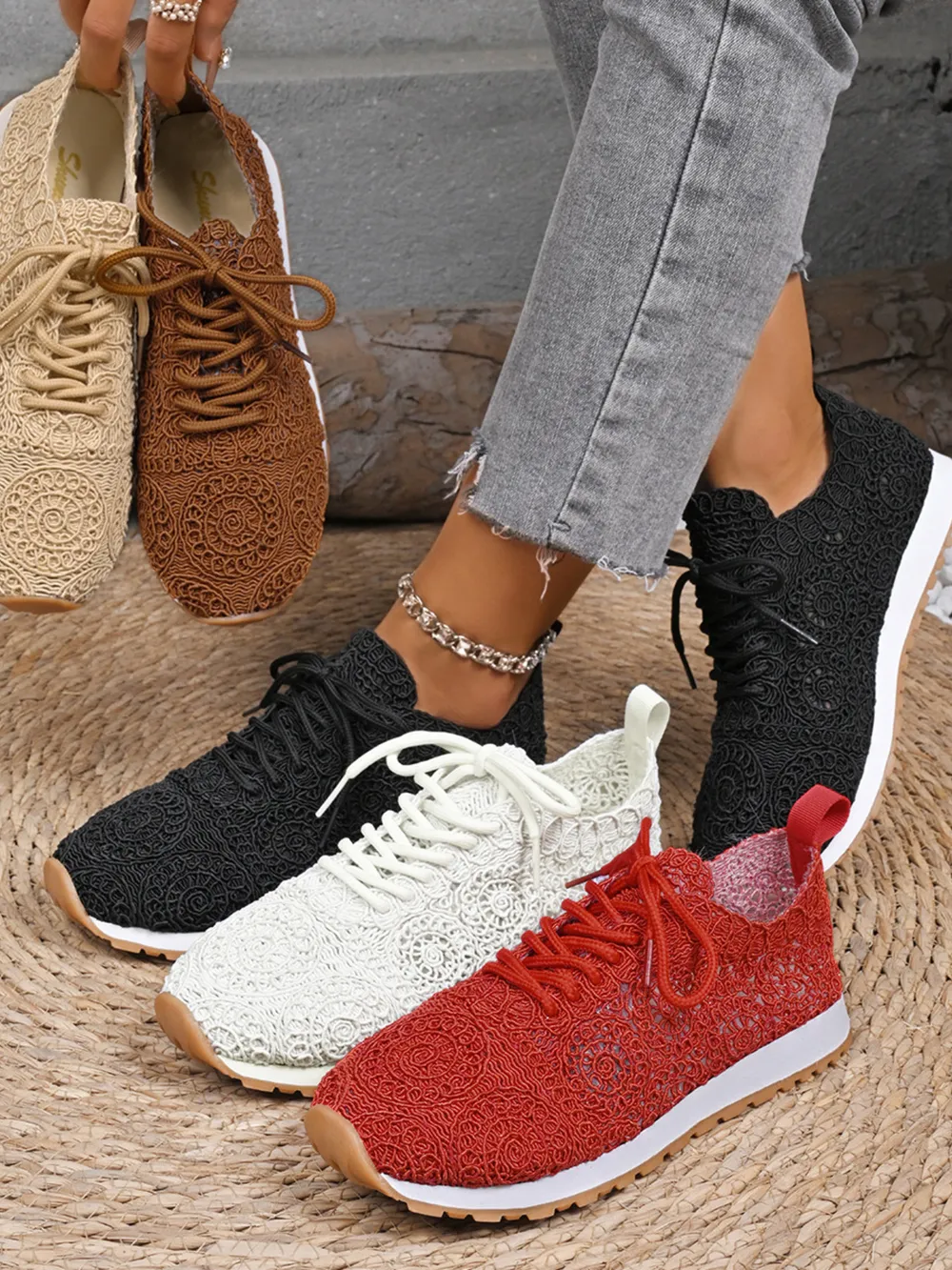 Mesh Lace Up Sneakers, image 10