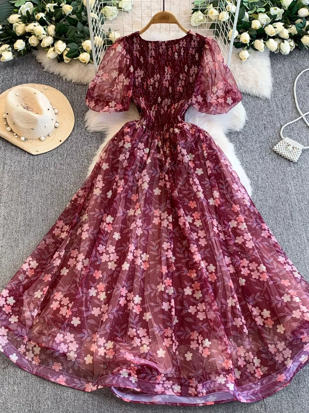 Sweetheart Neck Puff Sleeve Dress, image 21