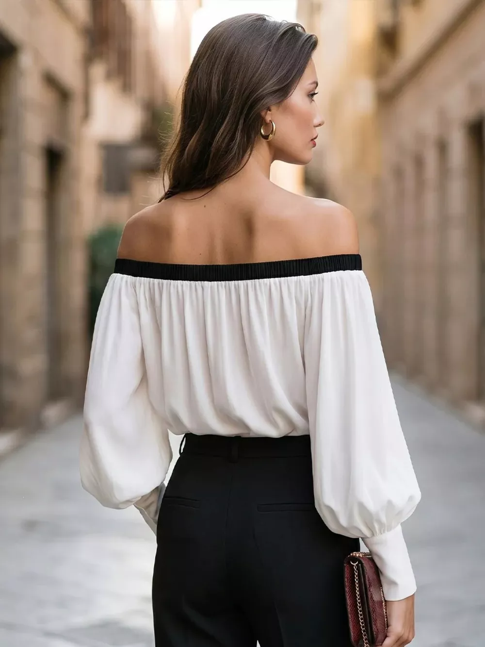 Off-Shoulder Lantern Sleeve Blouse, image 2