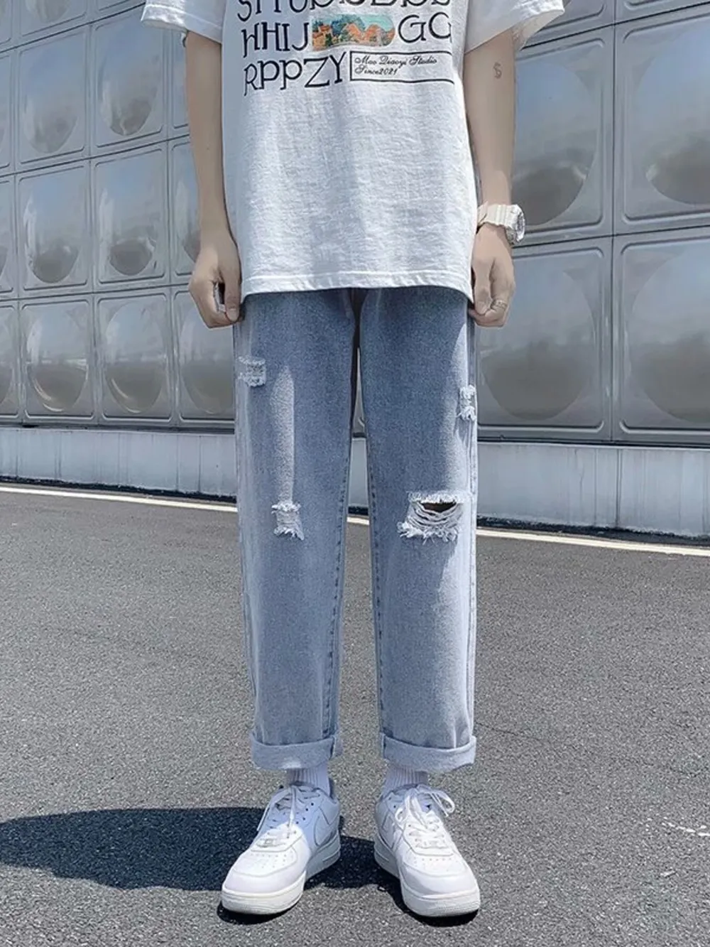 Men's Full Size Distressed Straight-Leg Jeans Plus Size, image 4