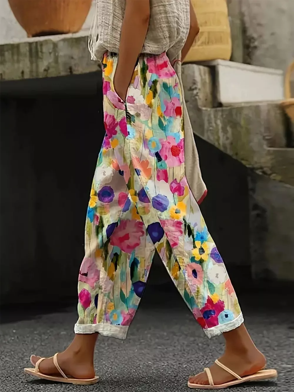 Floral Print Loose Casual Pants