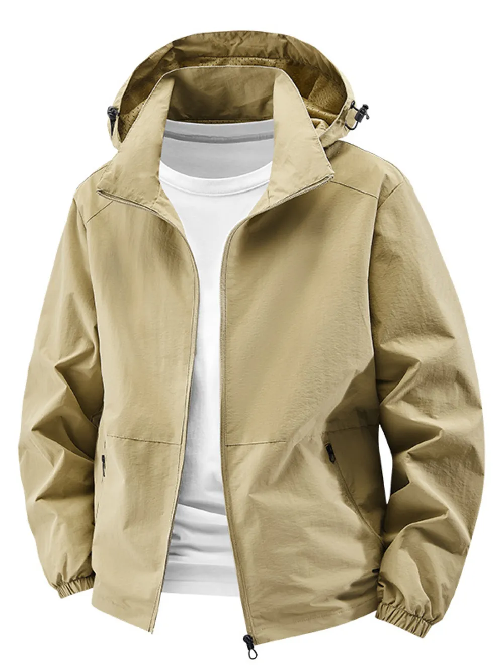Men's Plus Size Lightweight Hooded Windbreaker Jacket, image 2