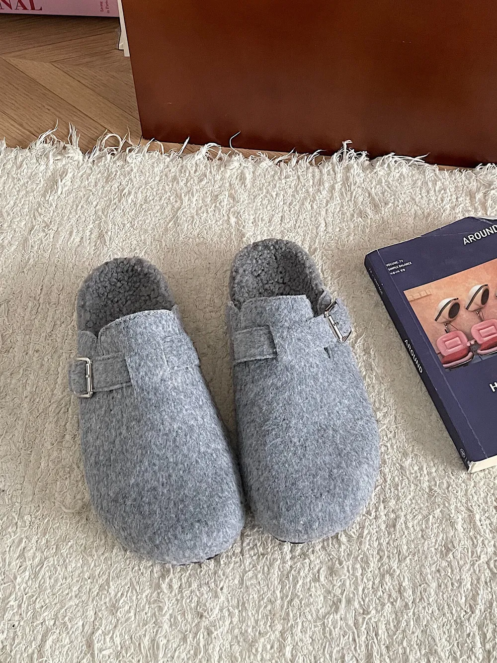 Cozy Plush Buckle Detail Slip-Ons, image 7