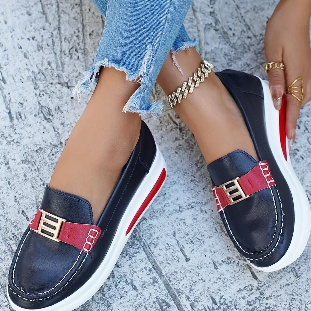 Metal Buckle Round Toe Slip-Ons, image 4