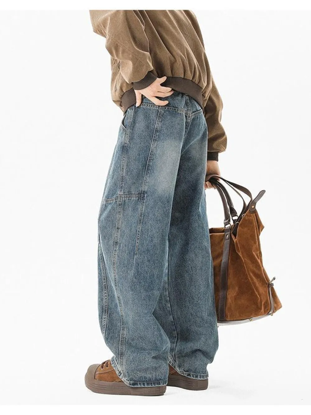 Men's Full Size Wash Wide Leg Jeans Plus Size, image 4