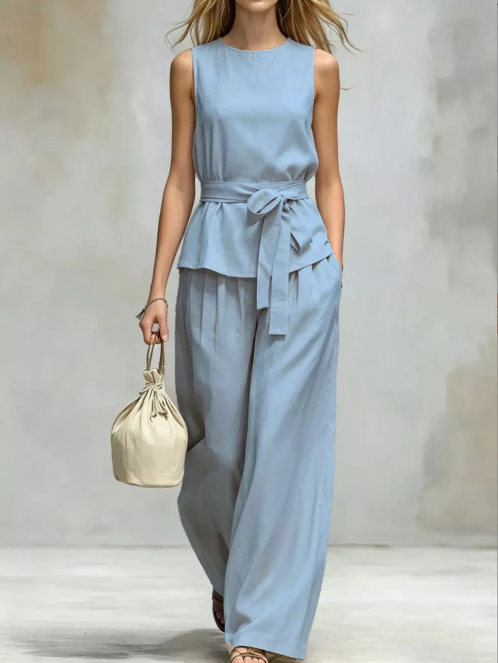 Sleeveless Top and Wide-Leg Pants Set, image 5