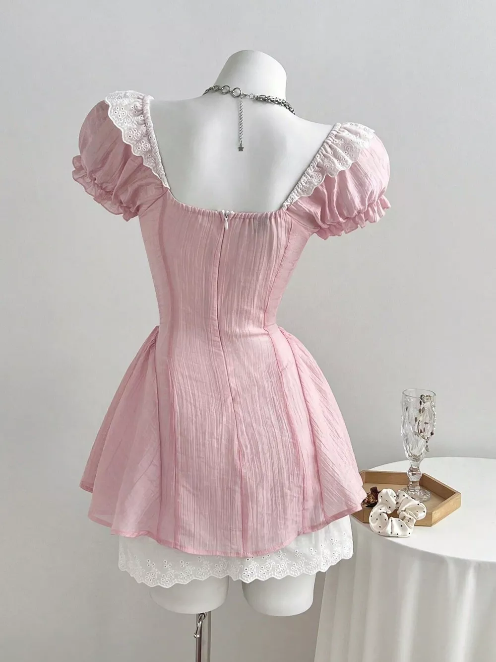 Lace Detail Cap Sleeve Dress, image 4