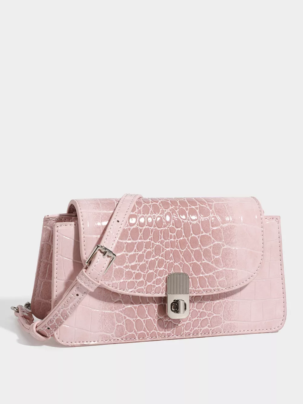 Crocodile Embossed Flap Crossbody Bag, image 2
