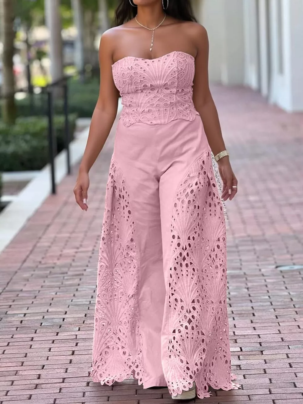 Hollow-Out Tube Top and Pants Two-Piece Set, image 5